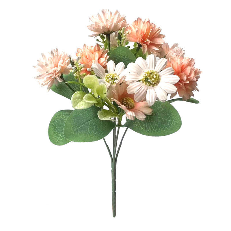 11.8 Inch Gerbera Bush Mixed Kiku Silk Flowers Bouquet 10 Pcs Artificial Floral Arrangements