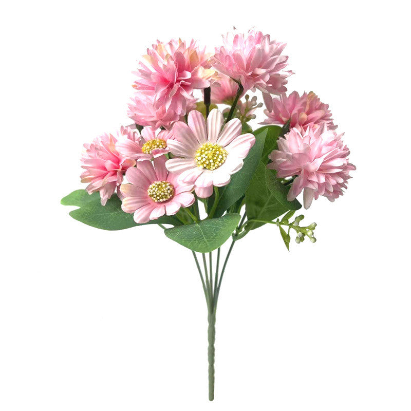 11.8 Inch Gerbera Bush Mixed Kiku Silk Flowers Bouquet 10 Pcs Artificial Floral Arrangements