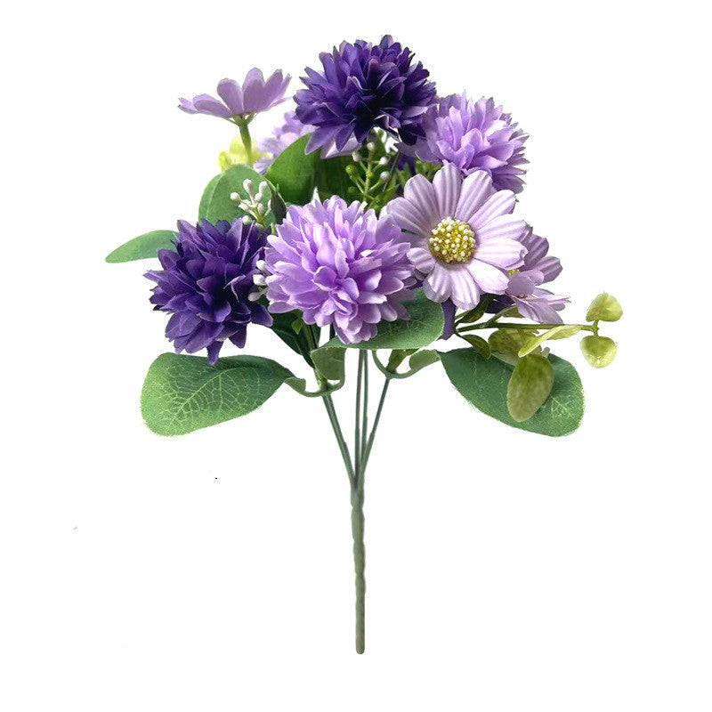 11.8 Inch Gerbera Bush Mixed Kiku Silk Flowers Bouquet 10 Pcs Artificial Floral Arrangements