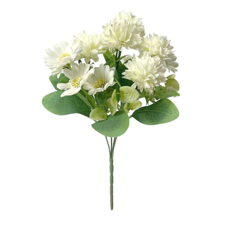 11.8 Inch Gerbera Bush Mixed Kiku Silk Flowers Bouquet 10 Pcs Artificial Floral Arrangements
