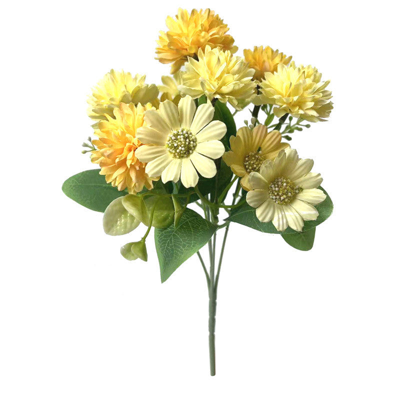 11.8 Inch Gerbera Bush Mixed Kiku Silk Flowers Bouquet 10 Pcs Artificial Floral Arrangements
