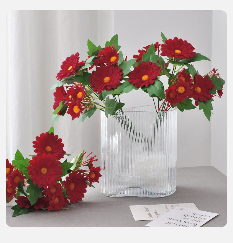 11.8 Inch Gerbera Bush Bouquet 10 Pcs Faux Silk Artificial Flowers Arrangement