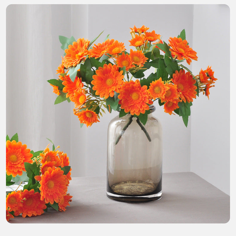 11.8 Inch Gerbera Bush Bouquet 10 Pcs Faux Silk Artificial Flowers Arrangement