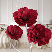 Giant Velvet Peony Flower Heads 10 Pcs Large Artificial Silk Stems for Wedding Party Photography