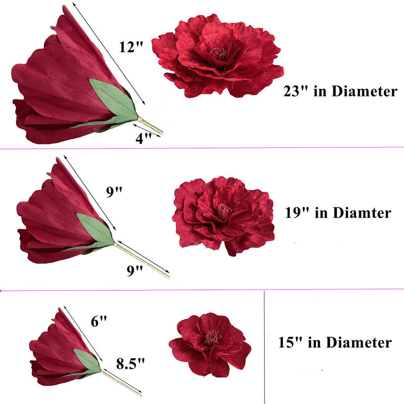 Giant Velvet Peony Flower Heads 10 Pcs Large Artificial Silk Stems for Wedding Party Photography