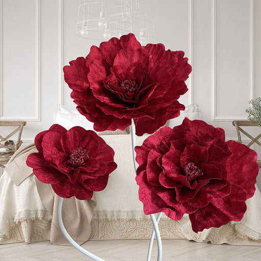 Giant Velvet Peony Flower Heads 10 Pcs Large Artificial Silk Stems for Wedding Party Photography