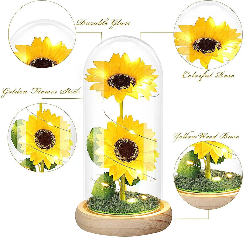 Sunflower LED Glass Flowers for Women Bulk Wholesale Artificial Floral Gifts