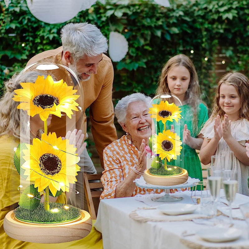 Sunflower LED Glass Flowers for Women Bulk Wholesale Artificial Floral Gifts