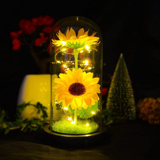 Sunflower LED Glass Flowers for Women Bulk Wholesale Artificial Floral Gifts