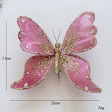 Glam Gold Glitter Butterfly Christmas Tree Ornaments - High-end Fabric & Sequin Decor