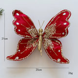 Glam Gold Glitter Butterfly Christmas Tree Ornaments - High-end Fabric & Sequin Decor