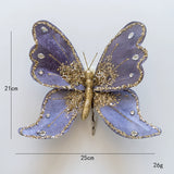 Glam Gold Glitter Butterfly Christmas Tree Ornaments - High-end Fabric & Sequin Decor
