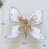Glam Gold Glitter Butterfly Christmas Tree Ornaments - High-end Fabric & Sequin Decor