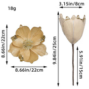 Large Glitter Artificial Flowers 10 Pcs 6 Inch Christmas Tree Wreath DIY Ornaments Bulk