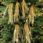 Glitter Christmas Tree Picks and Sprays, 12 Inch Artificial Branches with Sequins, 10 Pcs Bulk Ornaments