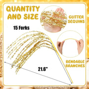Glitter Christmas Tree Picks and Sprays, 12 Inch Artificial Branches with Sequins, 10 Pcs Bulk Ornaments