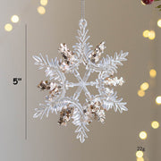 Artificial Snowflake Ornaments 24 Pcs Clear Glitter Hanging Decorations for Christmas Tree