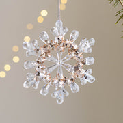 Artificial Snowflake Ornaments 24 Pcs Clear Glitter Hanging Decorations for Christmas Tree