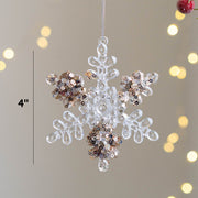 Artificial Snowflake Ornaments 24 Pcs Clear Glitter Hanging Decorations for Christmas Tree