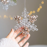 Artificial Snowflake Ornaments 24 Pcs Clear Glitter Hanging Decorations for Christmas Tree