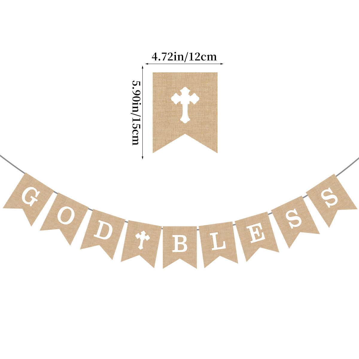 God Bless Burlap Banner - Baptism Christening First Communion Baby Shower Party Decor