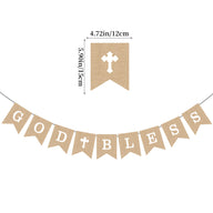 God Bless Burlap Banner - Baptism Christening First Communion Baby Shower Party Decor