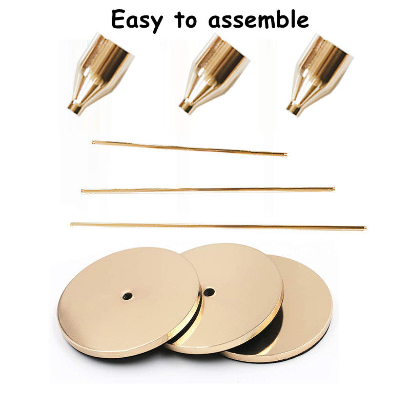 3 Pcs Gold Brass Tapered Candle Holders for Wedding Table Centerpiece Decor