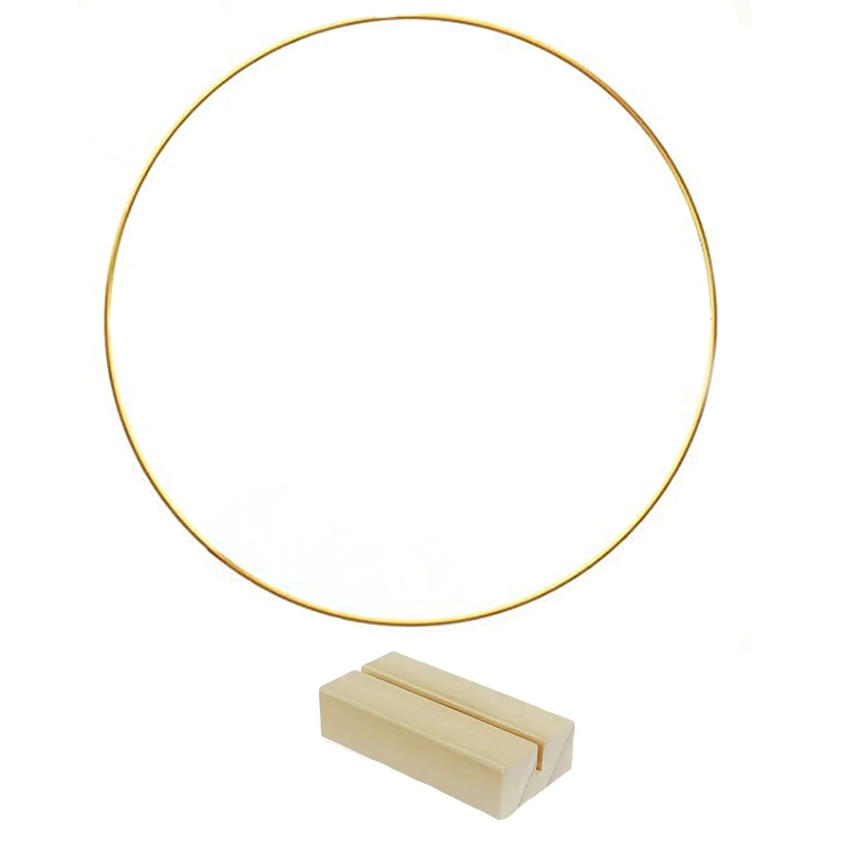 Wedding Gold Hoop Garland DIY Kit - 12” Metal Hoop with Wooden Base & 5 Bonus Flowers for Floral Wreath Decor