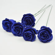30 Pcs Artificial Glitter Roses Bouquet, 12 Inch DIY Silk Flowers for Weddings Anniversary