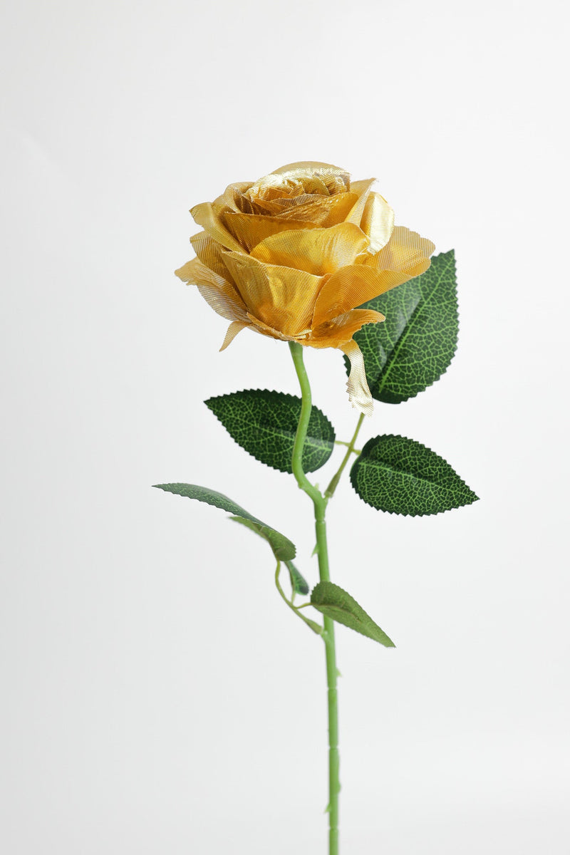 10 Pcs Artificial Silk Golden Rose Stems – 12 Inch Decorative Flowers