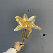 10 Pcs Artificial Christmas Golden Stem Bush Flowers Real Touch Silk