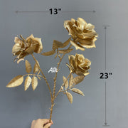 10 Pcs Artificial Christmas Golden Stem Bush Flowers Real Touch Silk