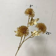 10 Pcs Artificial Christmas Golden Stem Bush Flowers Real Touch Silk