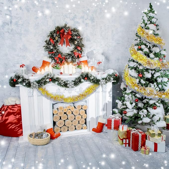 10 Pcs 65 Ft Metallic Tinsel Hanging Garland Shiny Artificial Decoration
