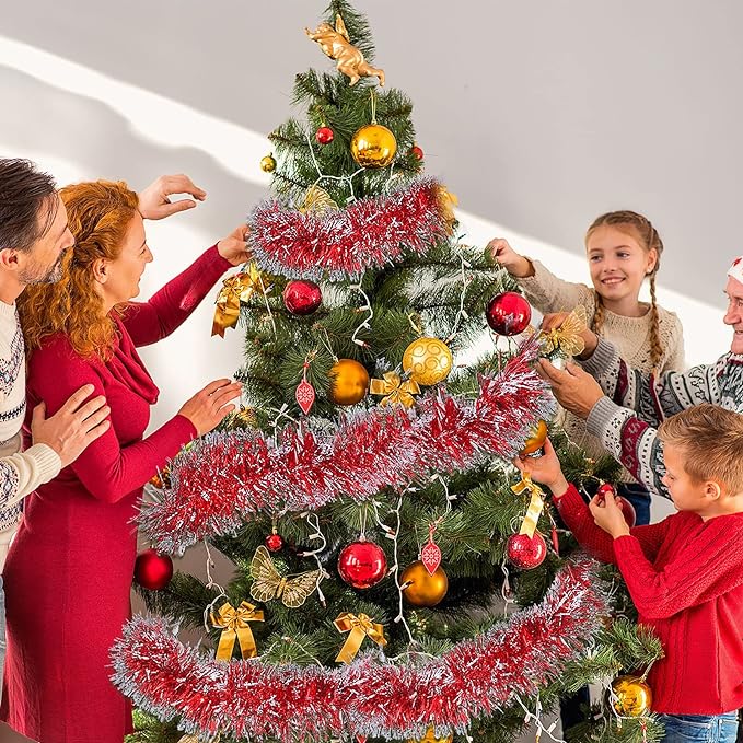 10 Pcs 65 Ft Metallic Tinsel Hanging Garland Shiny Artificial Decoration