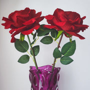 10 Pcs Large Headed Real Touch Velvet Rose Flowers with Stems, Artificial Silk, Bulk Wholesale