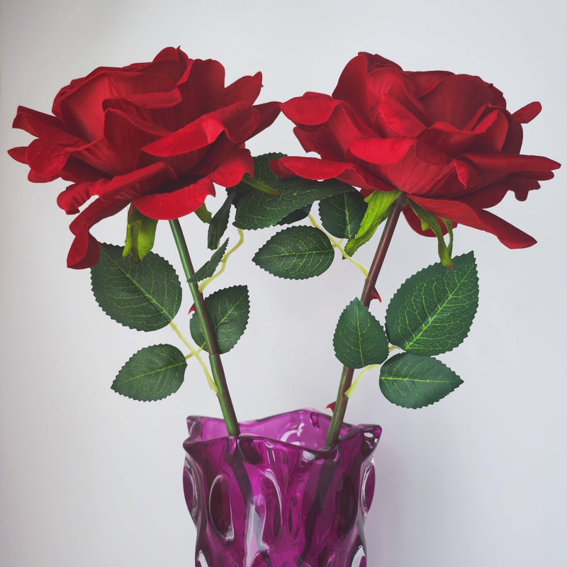 10 Pcs Large Headed Real Touch Velvet Rose Flowers with Stems, Artificial Silk, Bulk Wholesale
