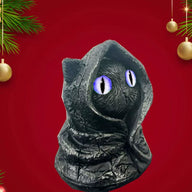 Gothic Hooded Black Cat Figurine - Mysterious Desk & Shelf Decor Accent