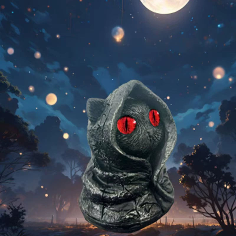 Gothic Hooded Black Cat Figurine - Mysterious Desk & Shelf Decor Accent