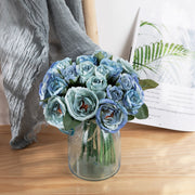 Gradient Royal Blue Peony Bouquet 10 Stems Artificial Silk Flowers Floral Arrangement