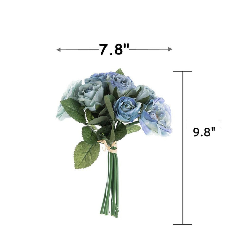 Gradient Royal Blue Peony Bouquet 10 Stems Artificial Silk Flowers Floral Arrangement
