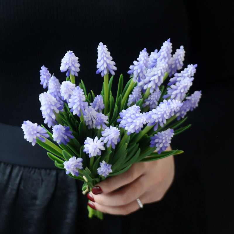6 Pcs Artificial Muscari Grape Hyacinth Stems for Crafts Wedding Bouquet Bulk Silk Flowers