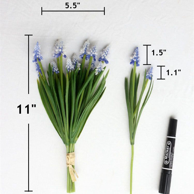 6 Pcs Artificial Muscari Grape Hyacinth Stems for Crafts Wedding Bouquet Bulk Silk Flowers