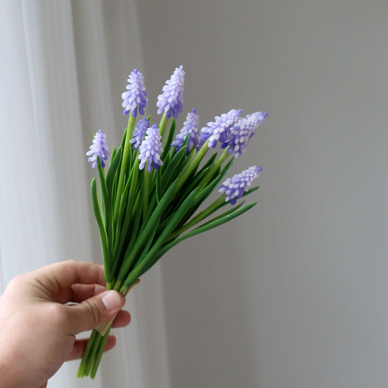 6 Pcs Artificial Muscari Grape Hyacinth Stems for Crafts Wedding Bouquet Bulk Silk Flowers
