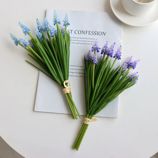 6 Pcs Artificial Muscari Grape Hyacinth Stems for Crafts Wedding Bouquet Bulk Silk Flowers