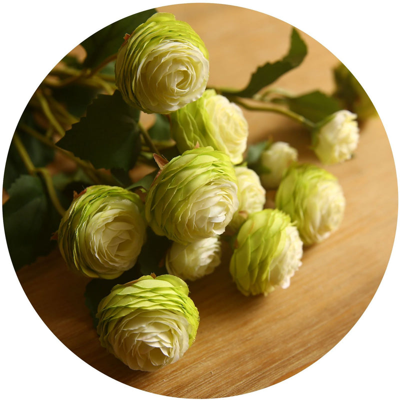 16 Inch Artificial Silk Ranunculus Stem Spray Branches Bulk Quantity