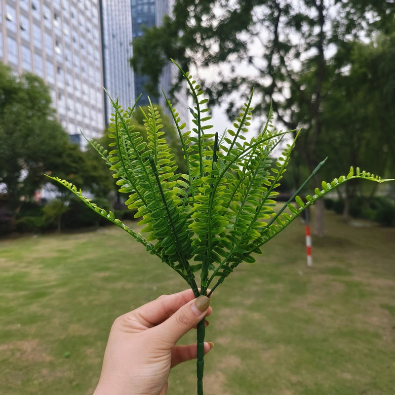 8 Bundles Artificial Boston Fern Plants 12 Inch Fall Greenery for Outdoor Decor