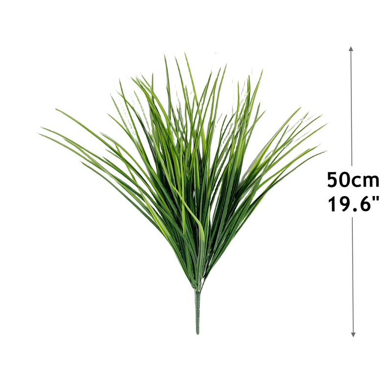 19.6 Inch Artificial Greenery Grass Bush 10 Pcs UV Resistant Outdoor Plants