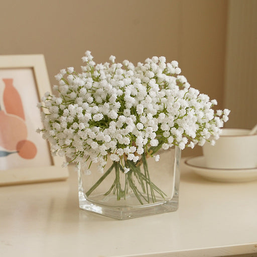 7.8 Inch White Artificial Baby's Breath Gypsophila Spray Stems, 10 Pcs Bundle for DIY Boutonnieres