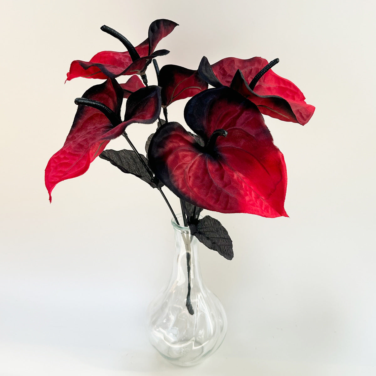 13.4 Inch Artificial Anthurium Flower Bush Bouquet 6 Stems Halloween Decor Faux Silk Flowers